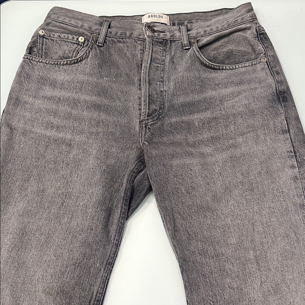 Agolde Faded Black Denim Straight Leg - Picture 4 of 8